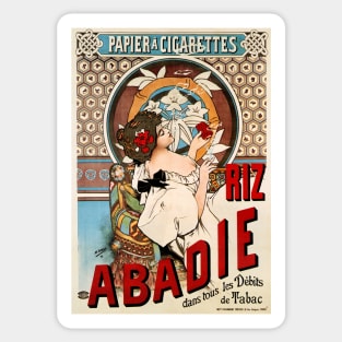 RIZ ABADIE Cigarette Rolling Paper 1898 by H. Gray Art Nouveau Advert Sticker